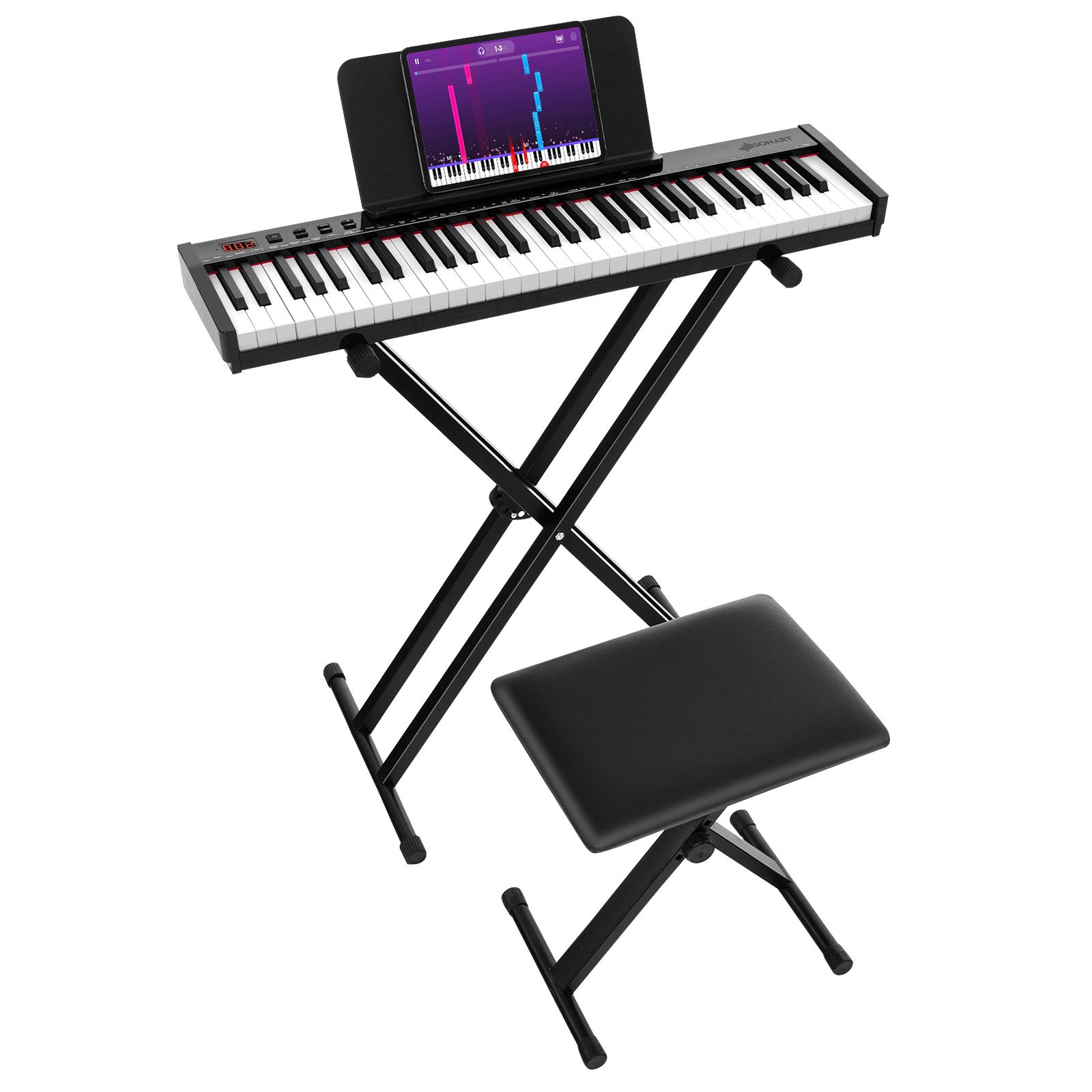 COSTWAY Home-Keyboard, 61 Tastatur, mit Клавишныеtänder & Hocker, Bluetooth-MIDI