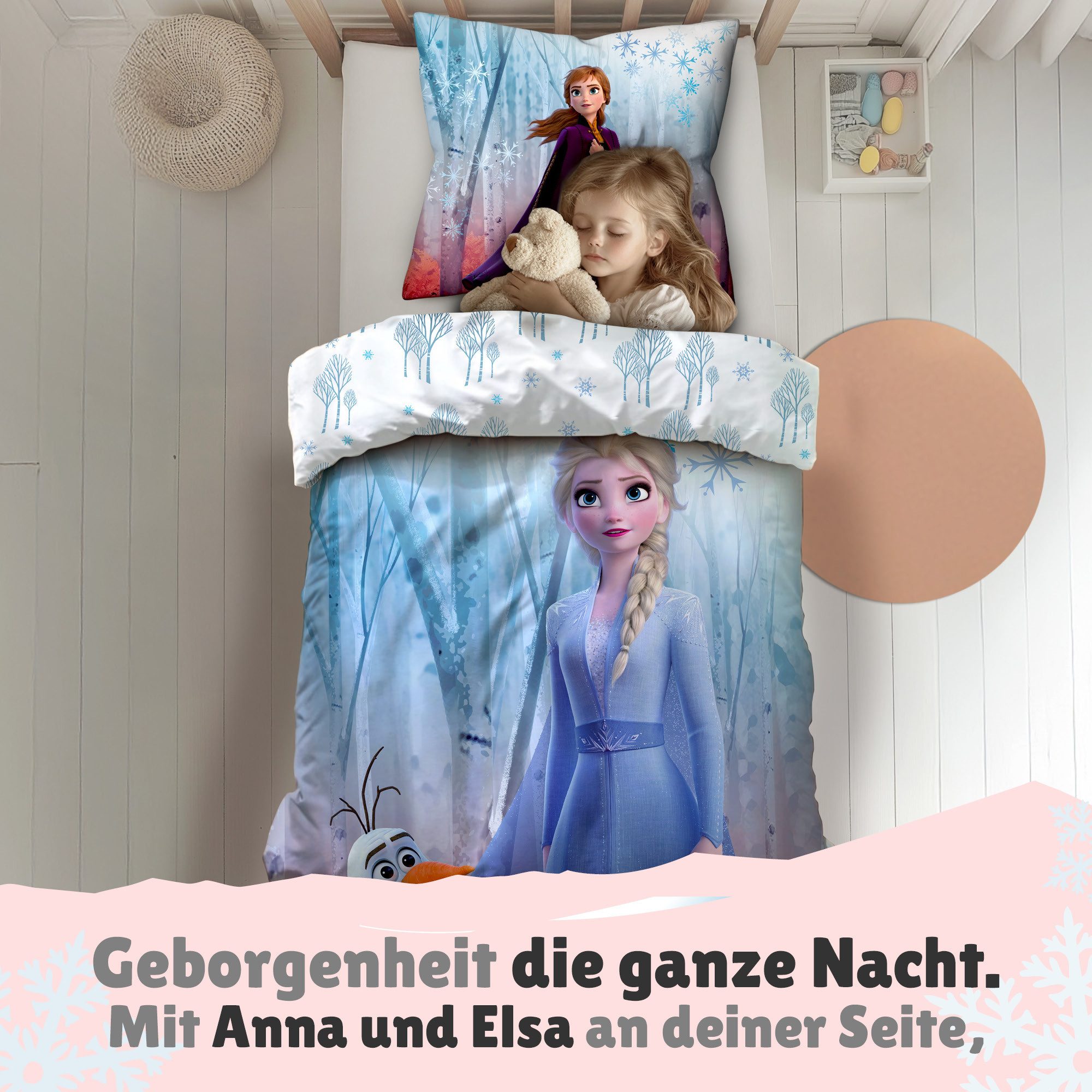 Familando Kinderbettwäsche Disney Frozen Eiskönigin 135x200 80x80 cm Fleece günstig online kaufen