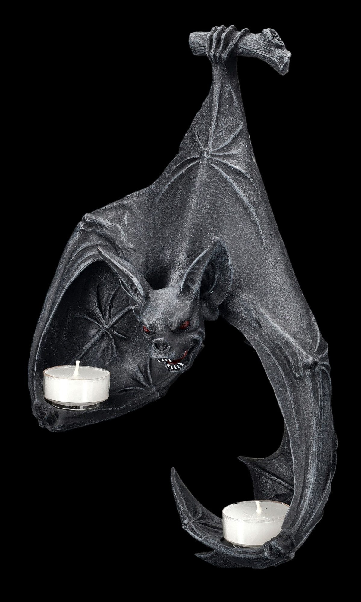 Figuren Shop GmbH Wanddekoobjekt Fledermaus Statue – Gothic Fantasy Dekoration Figur mit Licht 31 cm