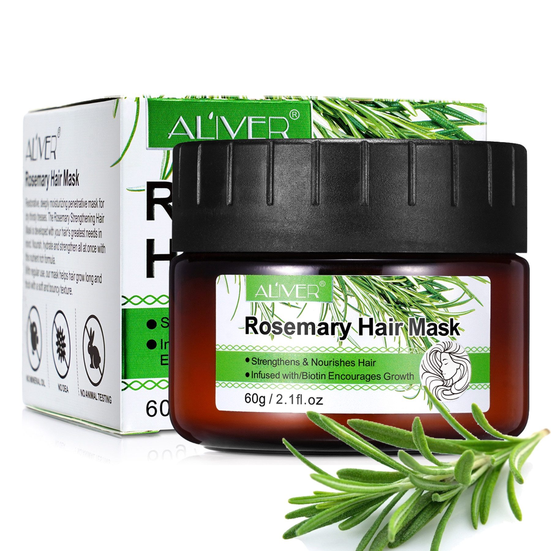 ALIVER Haarpflege-Set Rosmarin Set Shampoo Conditioner Haarmaske Haaröl Haarwachstum Vegan