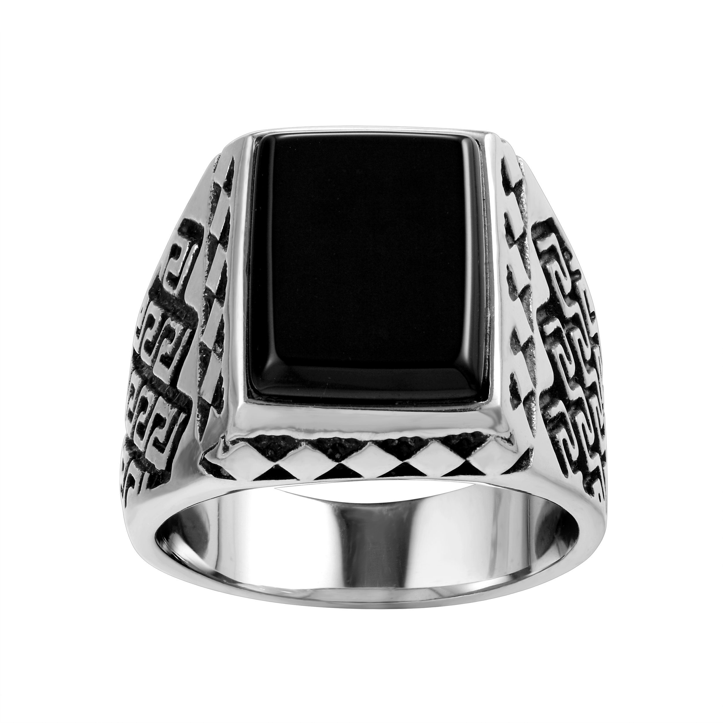 Fingerring Männer Edelstahl 316L Männer Ring - Agate Achat Stein Schwarz - RHC96