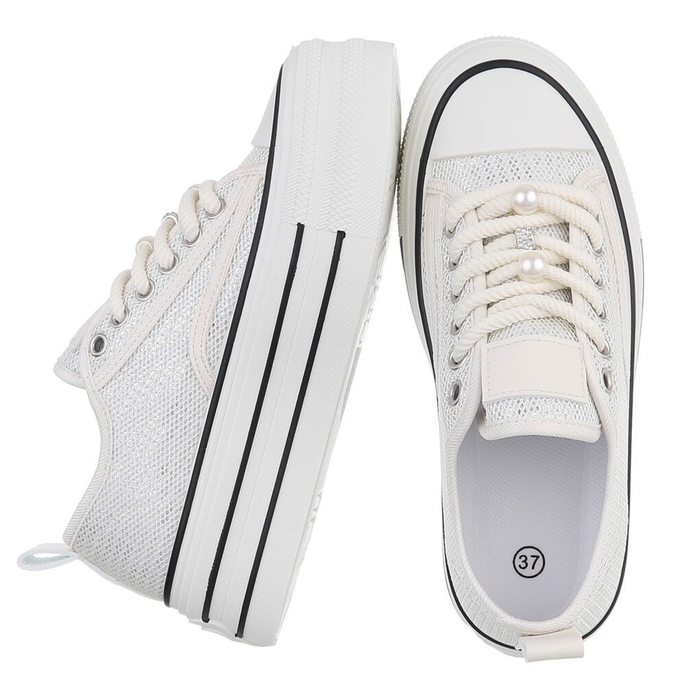 Ital-Design Stylische Plattform-Sneaker mit Perlen-Details für Damen Sneake günstig online kaufen