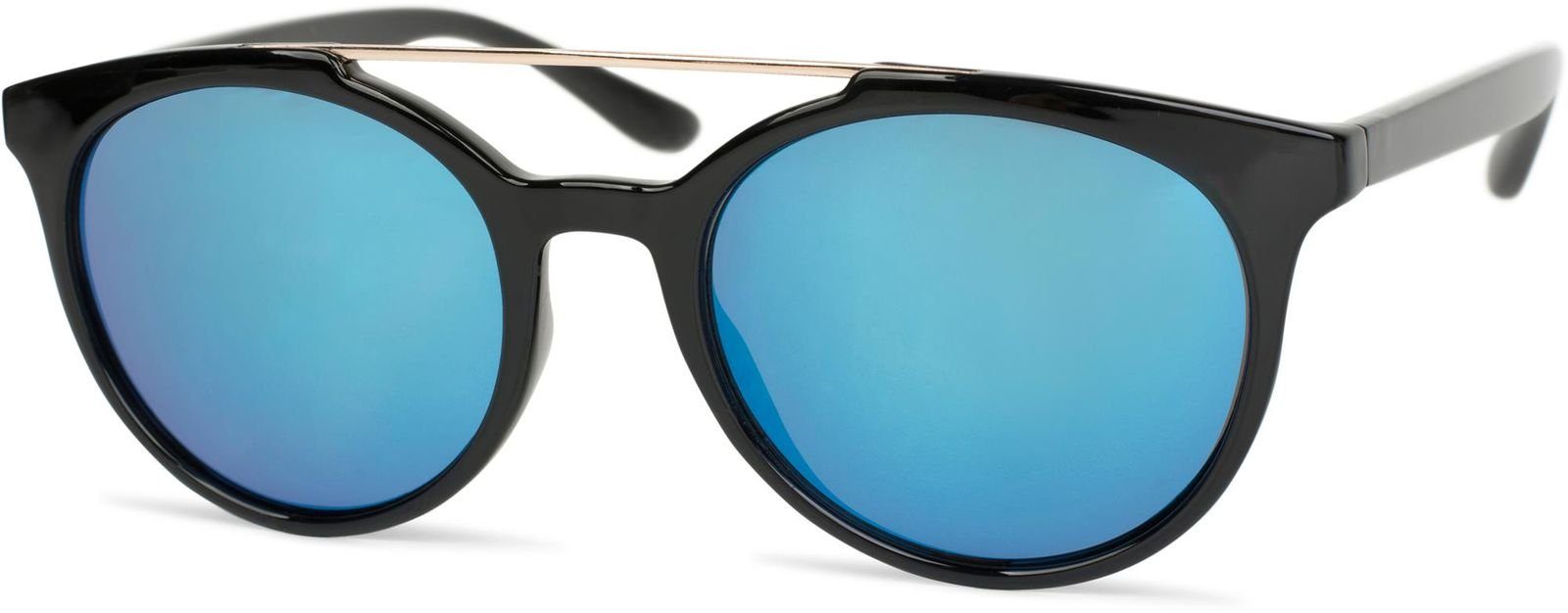 styleBREAKER Sonnenbrille (1-St) Verspiegelt Gestell / Glas verspiegelt Blau Schwarz-Gold