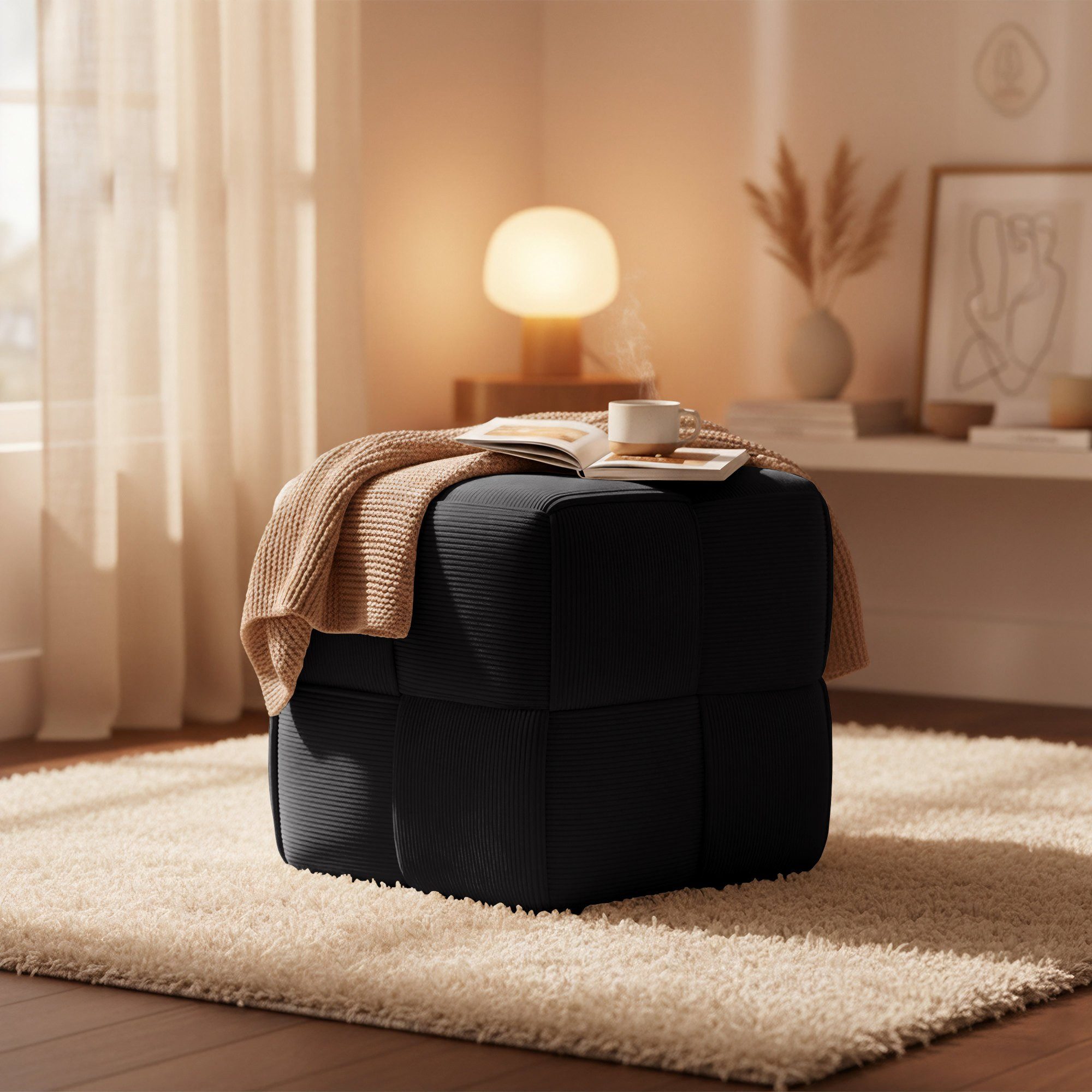 CLP Sitzhocker Sitzhocker Cordstoff Forinta, quadratisch günstig online kaufen