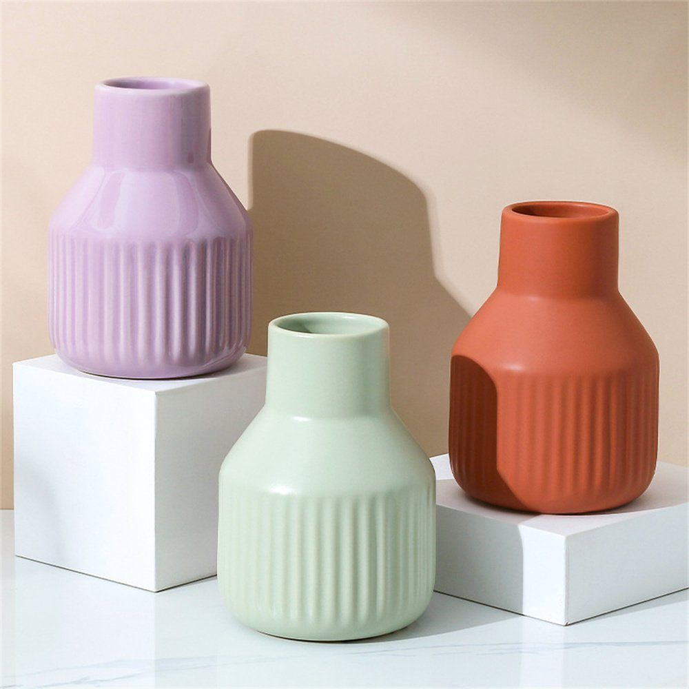HAMÖWO Deco Vase Keramik Rosa Vase Art Dekorative Dekovase Modern Rund Vase