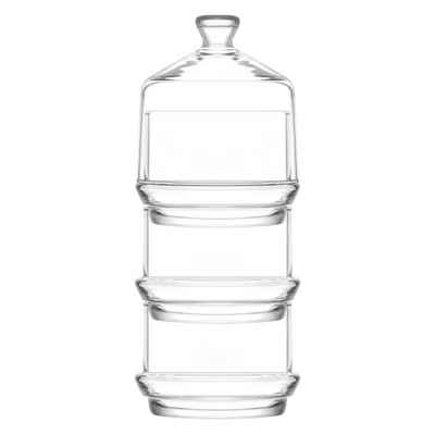 LAV Vorratsglas Stabelbare Vorratsdose für Süssigkeiten, 3-Stöckiger Glasbehälter, Glas