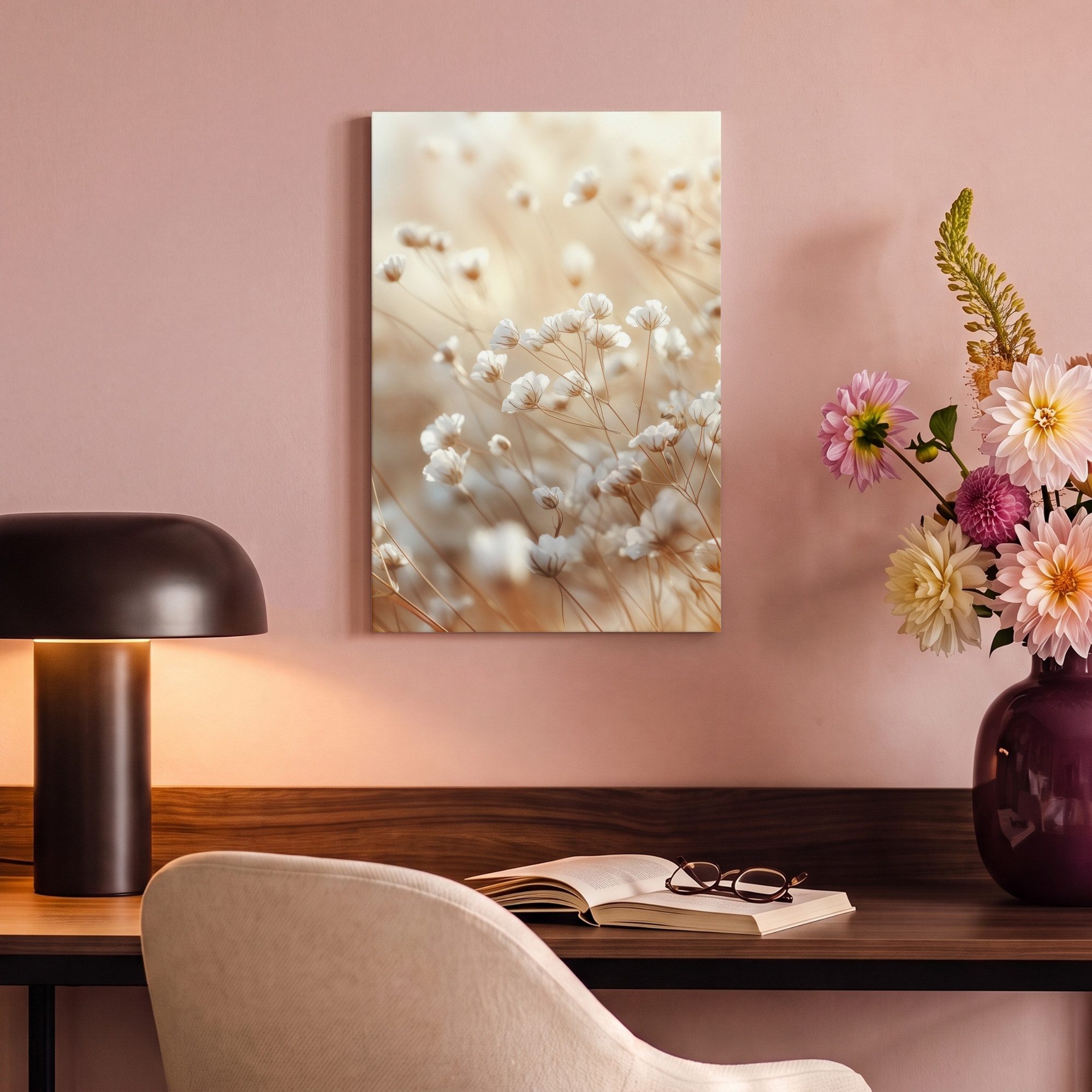 OneMillionCanvasses® Leinwandbild Wild - Blumen - Weiß, Fotodruck (1 St), Leinwand Canvas Wandbild, Wanddekoration 20x30 cm – Bild 4 von 5