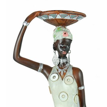 colourliving Afrikafigur Afrika Deko Figur Frau mit Schale auf dem Kopf Afrikanische Dekofigur, handbemalt