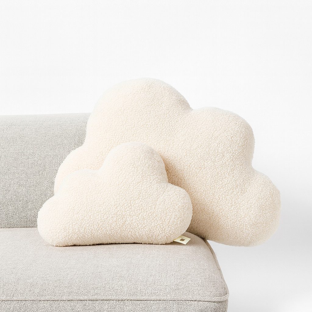 BABEES Dekokissen DEKOKISSEN Boucle Kuschelkissen Herz Wolke GROß 40x25, XXL 60x35 cm, Wolkenkissen Deko Kissen Geschenk Baby Kinderzimmer Babyshower
