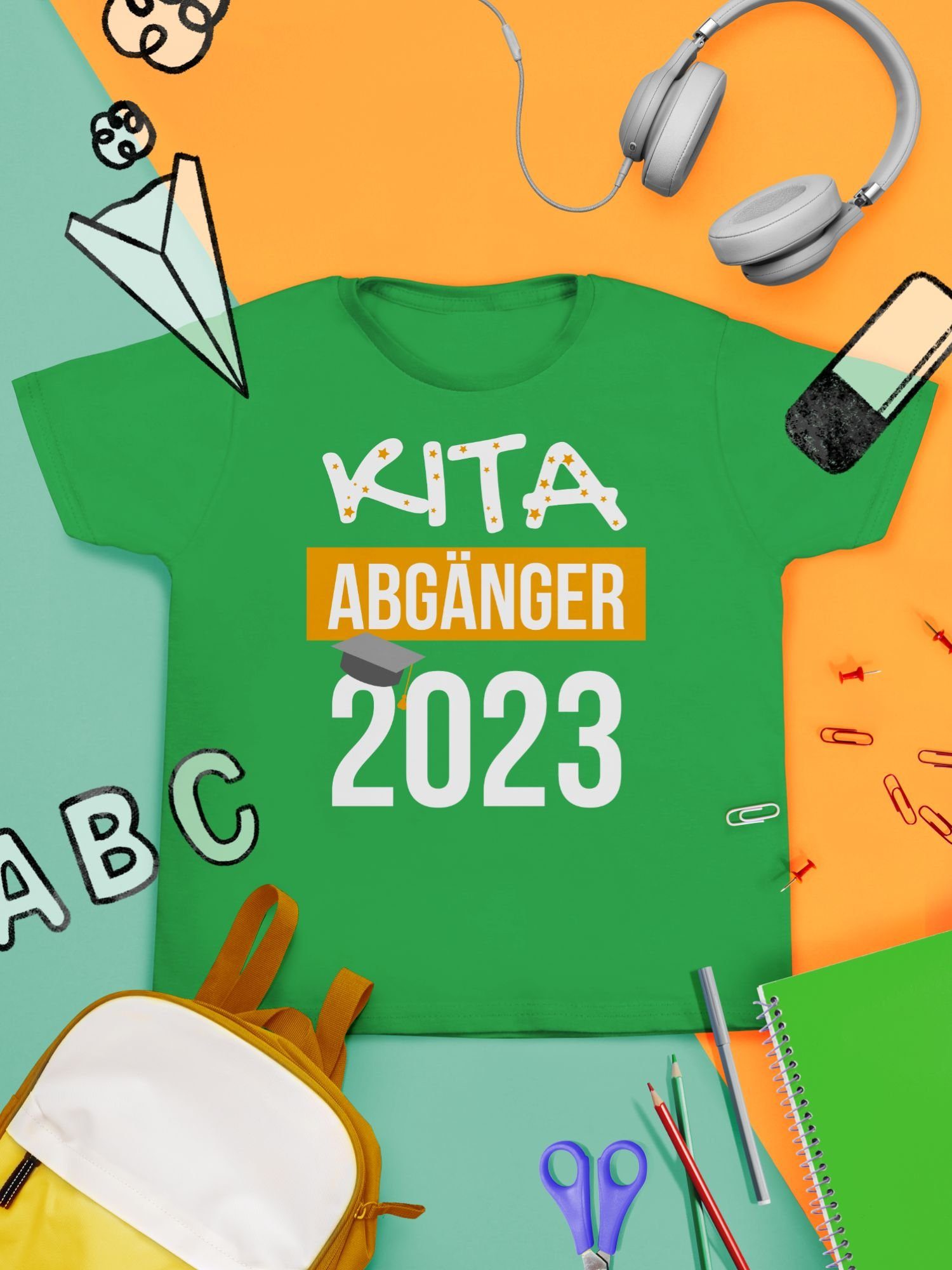 Einschulung 2 Shirtracer Geschenke Schulanfang 2023 Grün T-Shirt Junge Abgänger Kita