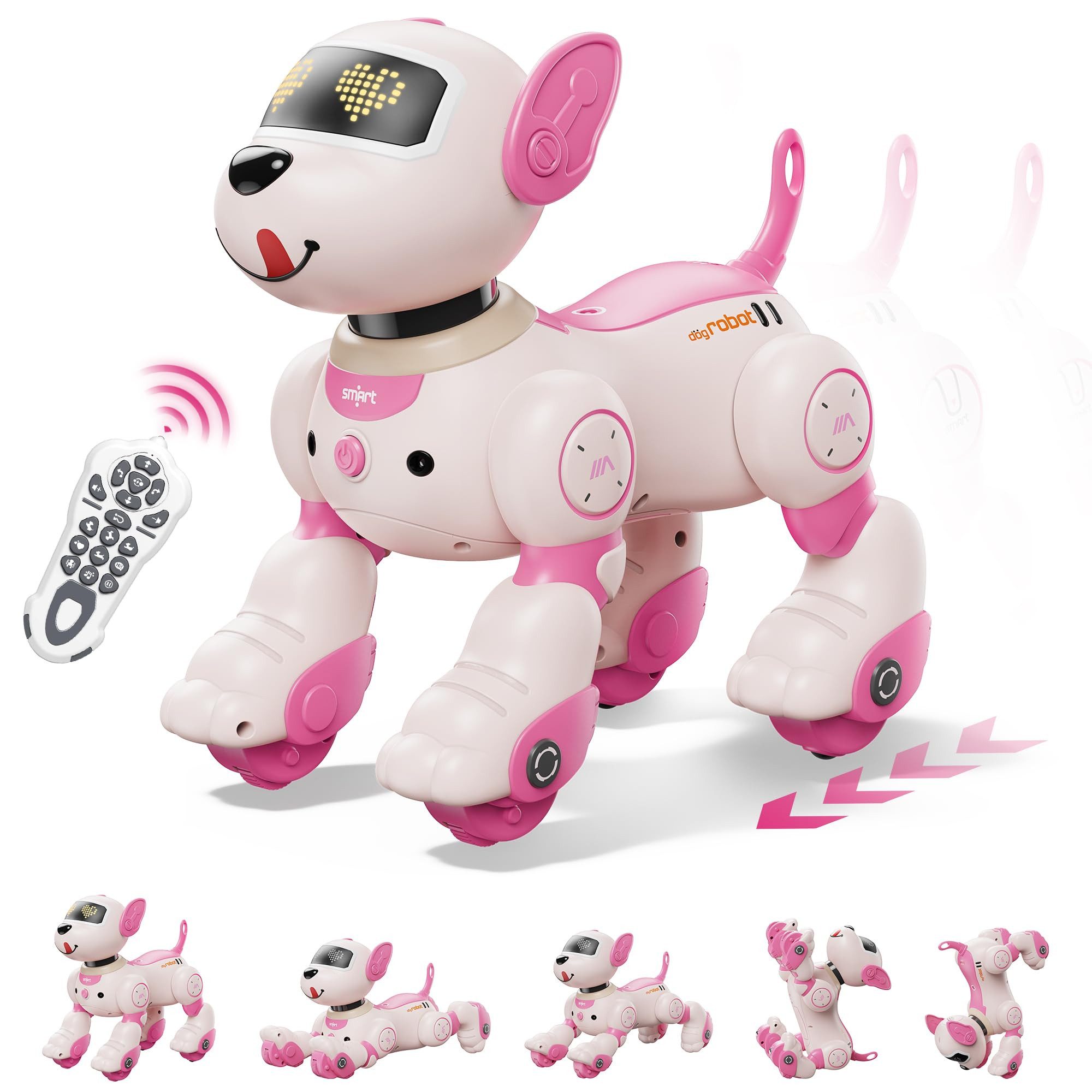ANYSUN RC-Roboter Roboter Hund Kinder Ferngesteuerter Spielzeug-Festival Geschenk (Sprach und2,4GHz Fernsteuerung Haustier Roboterhund mit 20+ Funktionen), Programmierbarer Tanz Musik RC Roboter Hund für Kinder 3-12 Jahren