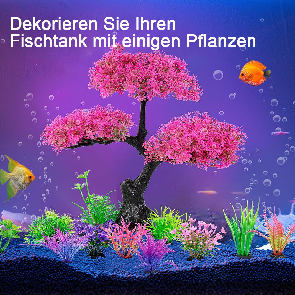 TUWENA Aquariendeko Aquarium Artificial Plastic Plants Decoration, Tree Aquarium Decor Set