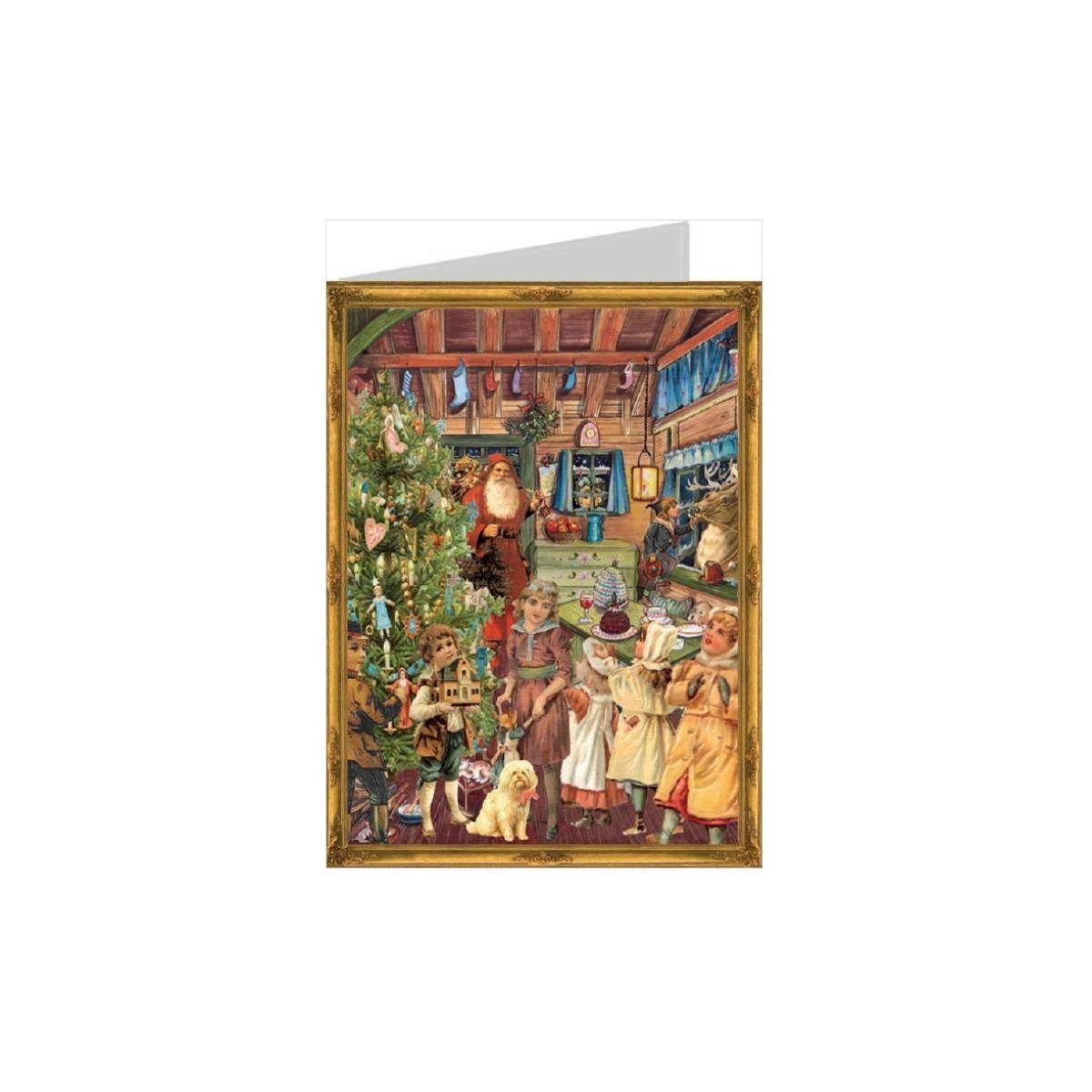 Richard Sellmer Verlag Grußkarte 99769 - Weihnachtskarte - Bescherung mit Weihnachtsmann