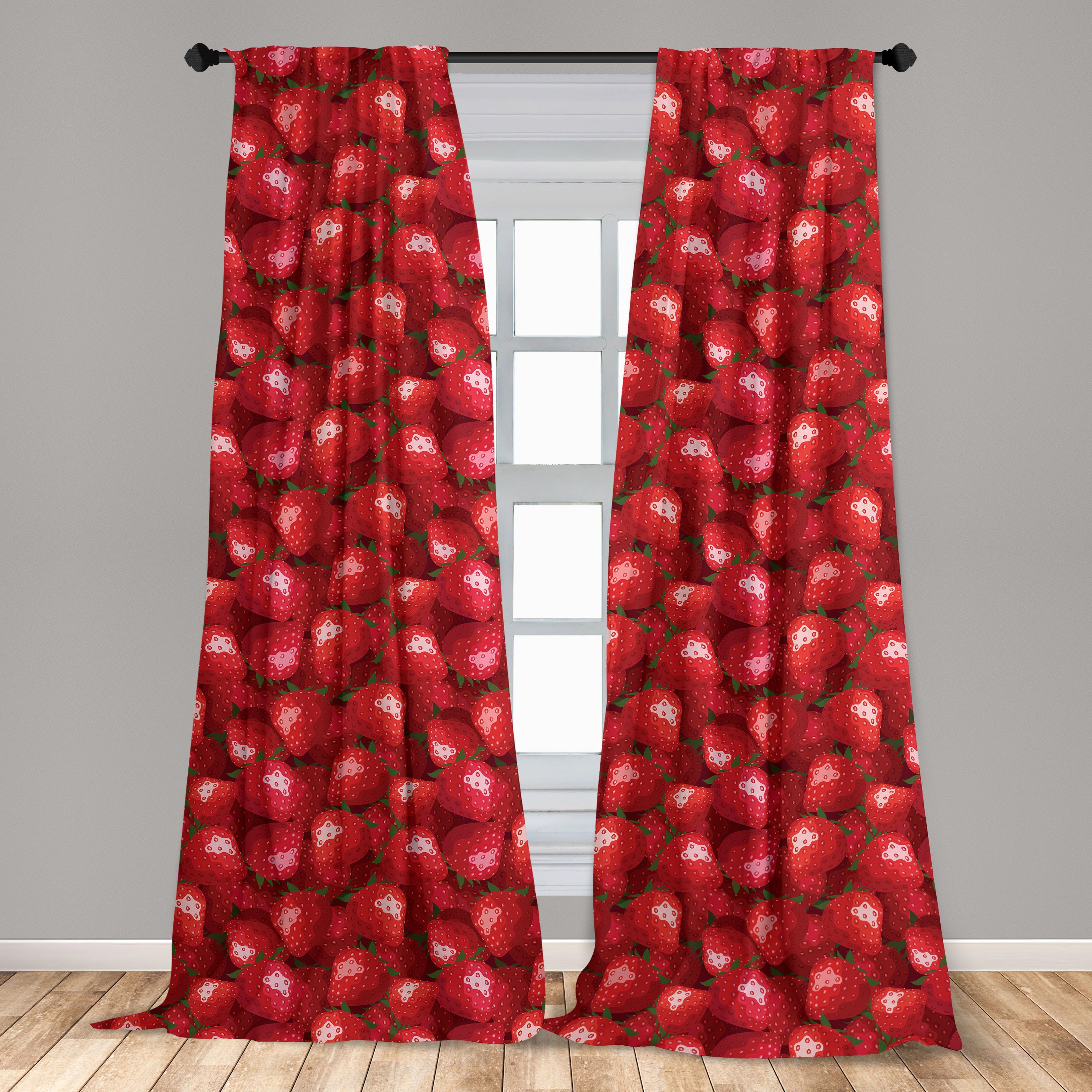 Schlafzimmer rot Gardine Reife Dekor, Vorhang Microfaser, für Erdbeeren Wohnzimmer Abakuhaus, Früchte