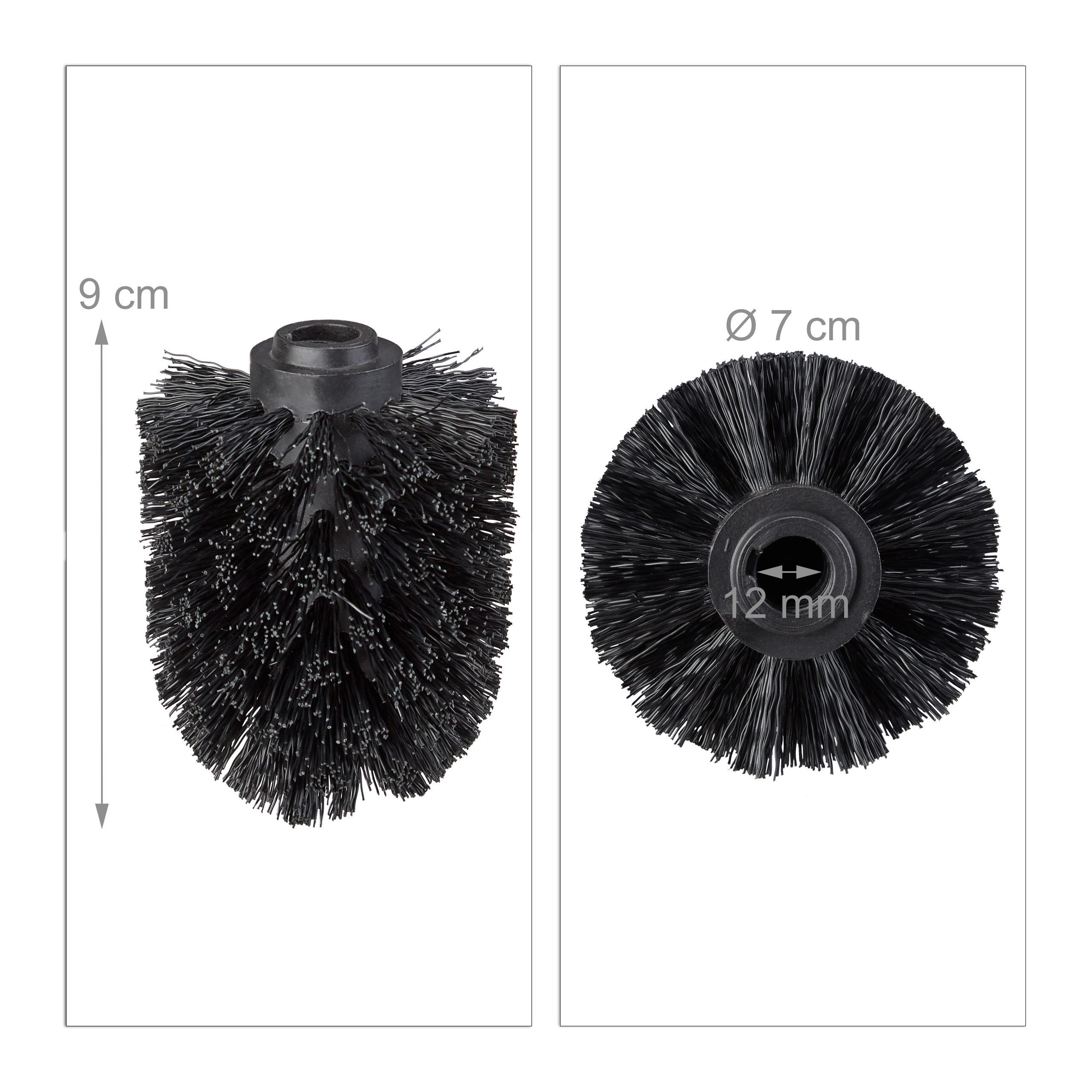 relaxdays Badezimmer-Set WC Bürstenkopf Ersatz im Set 12 mm, (5-St), schwarz – Bild 4 von 5