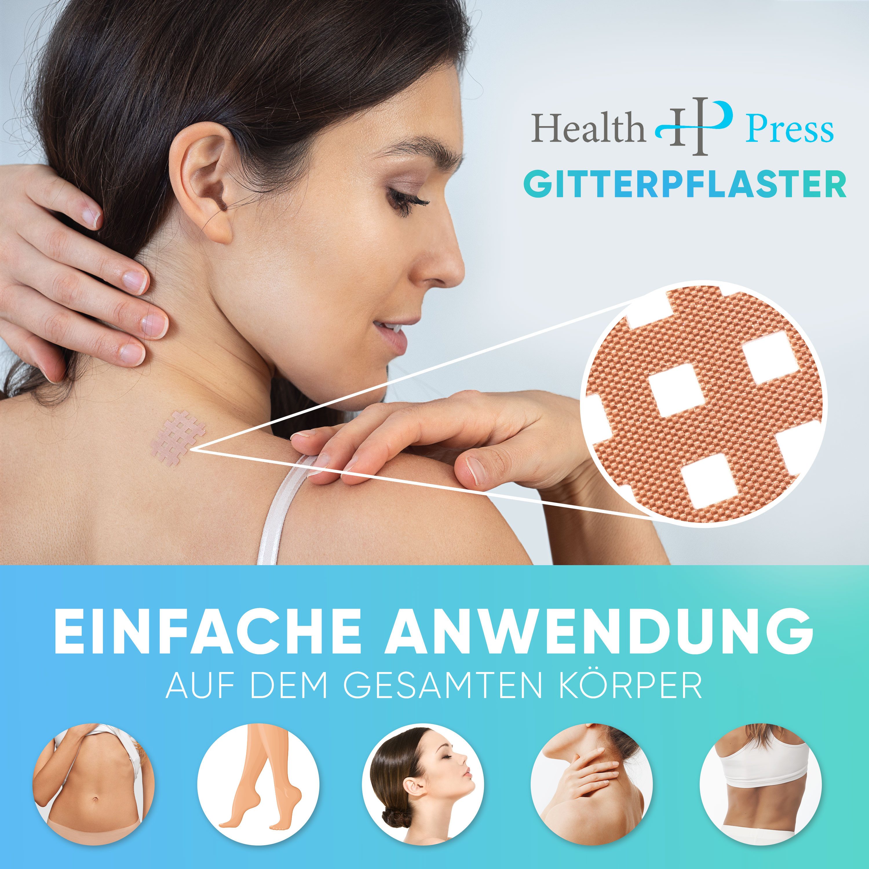 Health Press Kinesiologie-Tape Gittertape Cross Tape hautfreundliche Gitterpflaster (40-St) hohe Klebekraft, lange Haftdauer