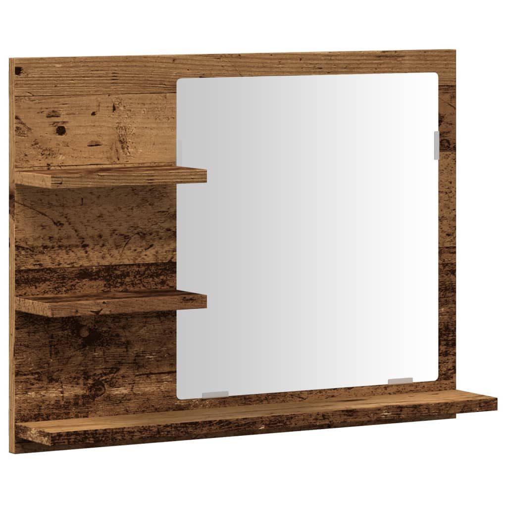 vidaXL Spiegel NA Badspiegel mit Ablagen Altholz-Optik 60x10,5x45 cm
