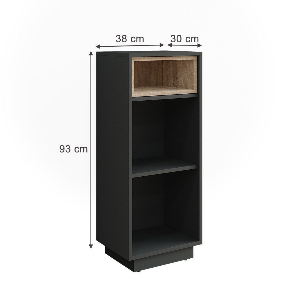 Vicco Midischrank Beatrice, Anthrazit/Sonoma, 38 x 93 cm mit 3 Fächern günstig online kaufen