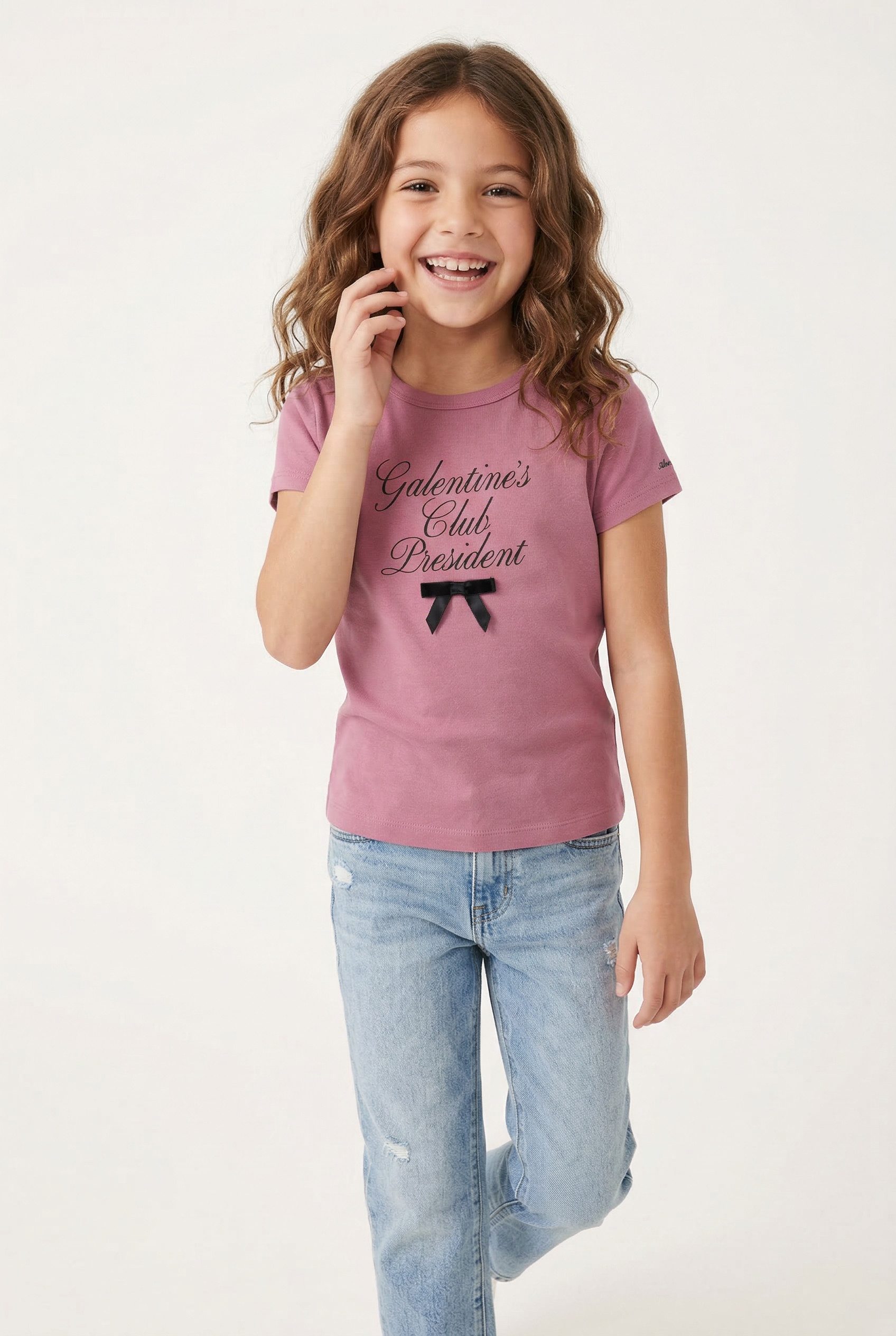 Abercrombie Kids T-Shirt AFG GALENTINE'S CLUB BABY TEE mit Print und Schleife, für Girls