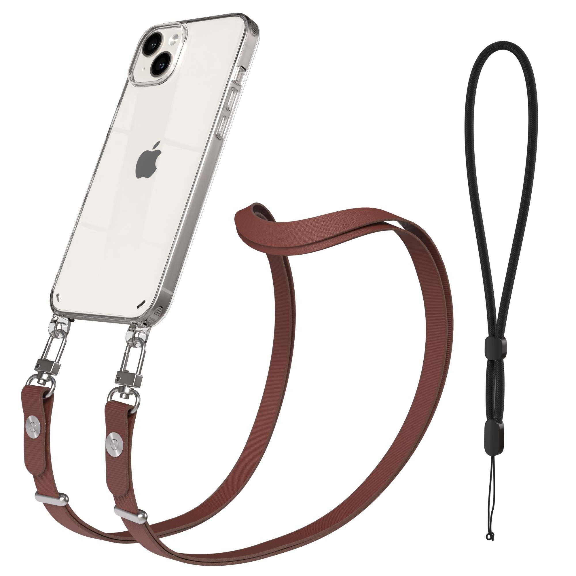EAZY CASE Handykette für Apple iPhone 14 Plus Handyhülle mit Handyband magnetisch, Handyband in Dunkelbraun mit Magnetverschluss für 2x2 Hüllen