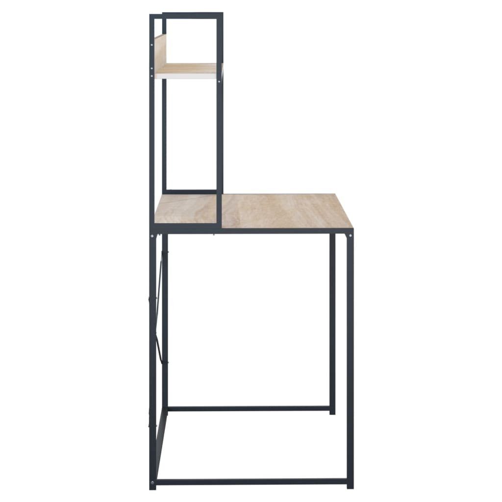 furnicato Schreibtisch Eiche-Optik 110x60x138cm Computertisch Schwarz Holzwerkstoff