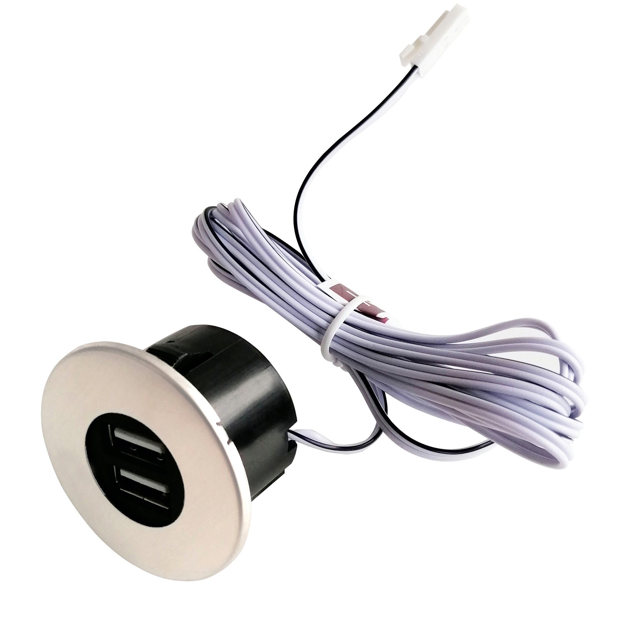 kalb Einbau USB-Hub, Edelstahl, Steckdose für Smartphone, Möbeleinbau 12V USB-Ladegerät