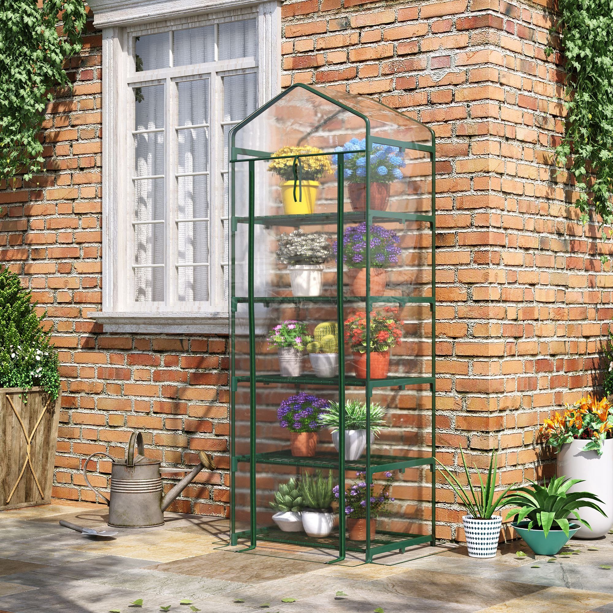 Outsunny Foliengewächshaus Mini-Gewächshaus mit 5 Regale, günstig online kaufen