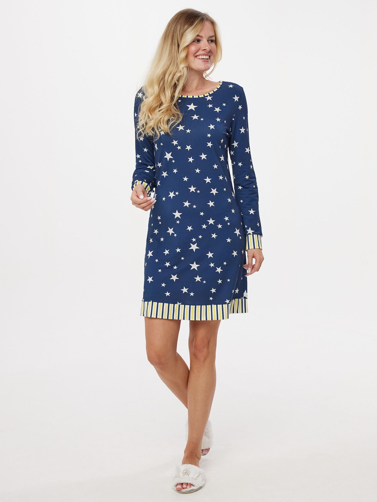 MONACO blue Langarmshirt Sleepshirt im Alloverdruck