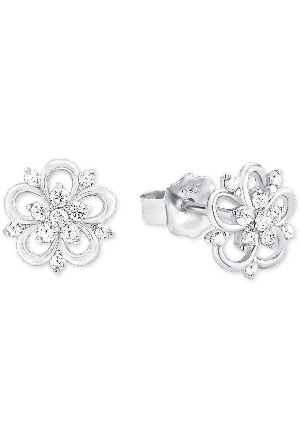 Amor Paar Ohrstecker Schmuck Geschenk Ohrschmuck Blume, Glitzerohrstecker  Silber 925, mit Zirkonia