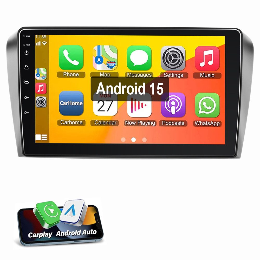 ESSGOO 9" Android 15 Autoradio Für Mazda 3 2003-2009 BK Carpaly Navi WIFI BT Autoradio (BT, 4+4GB optional, FM AM SWC RDS)