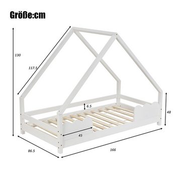 Fangqi Kinderbett 80x160cm Kinderbett mit Fallschutzzaun, Abenteuerbett, Jugendbett (1-tlg), belastbar bis 150 kg