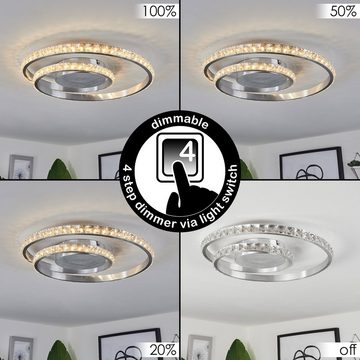 hofstein Deckenleuchte »Paladon« geschwungene Deckenlampe, Metall/Kunststoff, Aluminium/Klar, 3000 Kelvin, dimmbar über Lichtschalter, (38,5cm), LED 23,5 Watt, 1950 Lumen