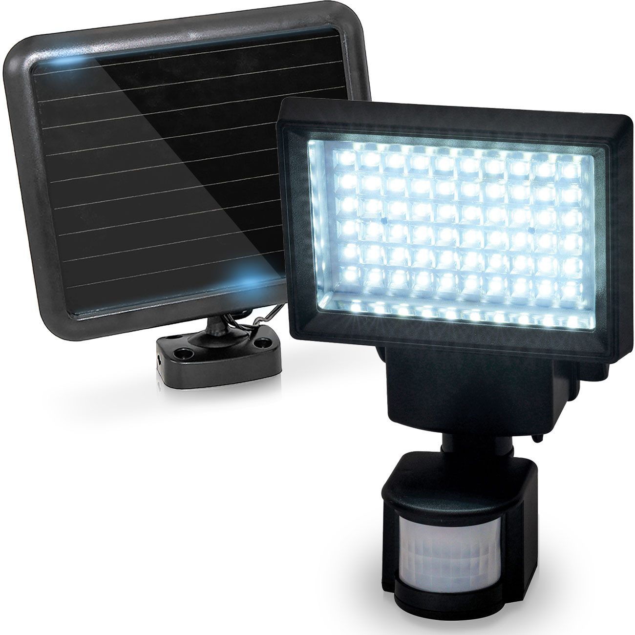 Casativo LED Gartenstrahler LED Solar-Strahler Bewegungsmelder Reichweite 2–12m Sicherheitsleuchte, 60 SMD-LEDs und insgesamt 600 Lumen