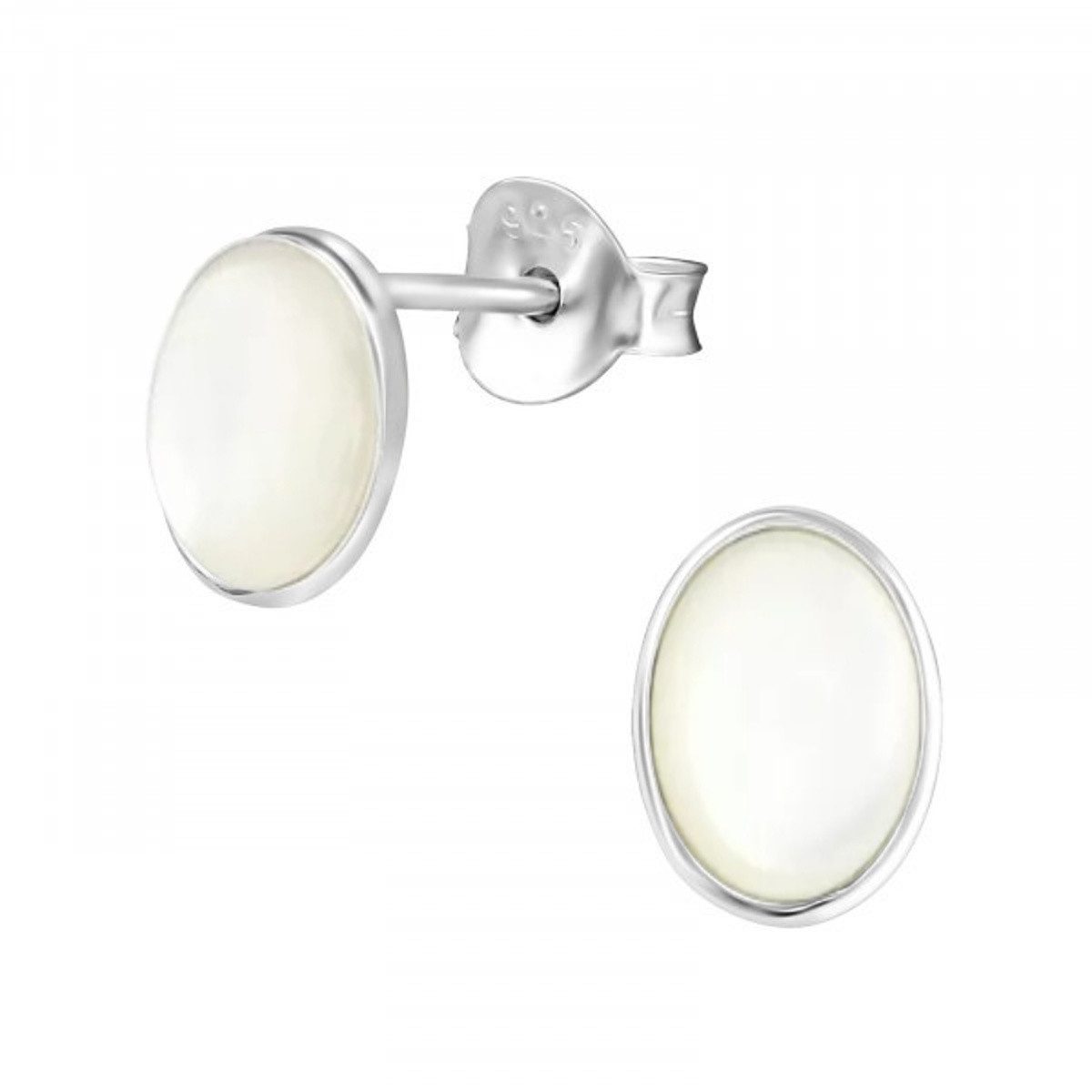 ALEXANDER YORK Paar Ohrstecker MUSCHELPERLMUTT oval weiß, 2-tlg., 925 Sterling Silber