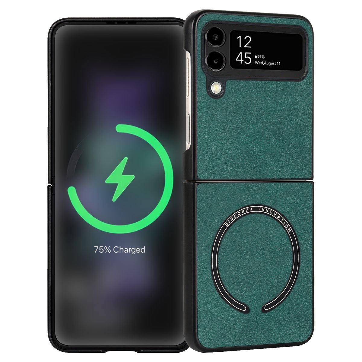 Wigento Handyhülle Für Samsung Galaxy Z Flip4 5G Design MagSafe Magnetic Hart  Cover Handy Tasche Hülle Etuis Grün