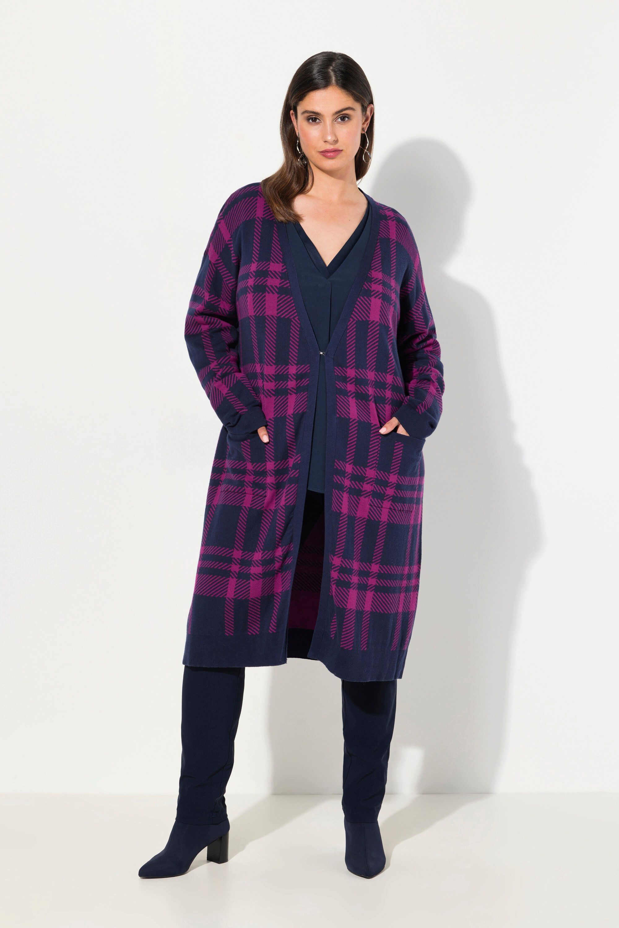 Ulla Popken Strickjacke Strickjacke Karo Oversized günstig online kaufen