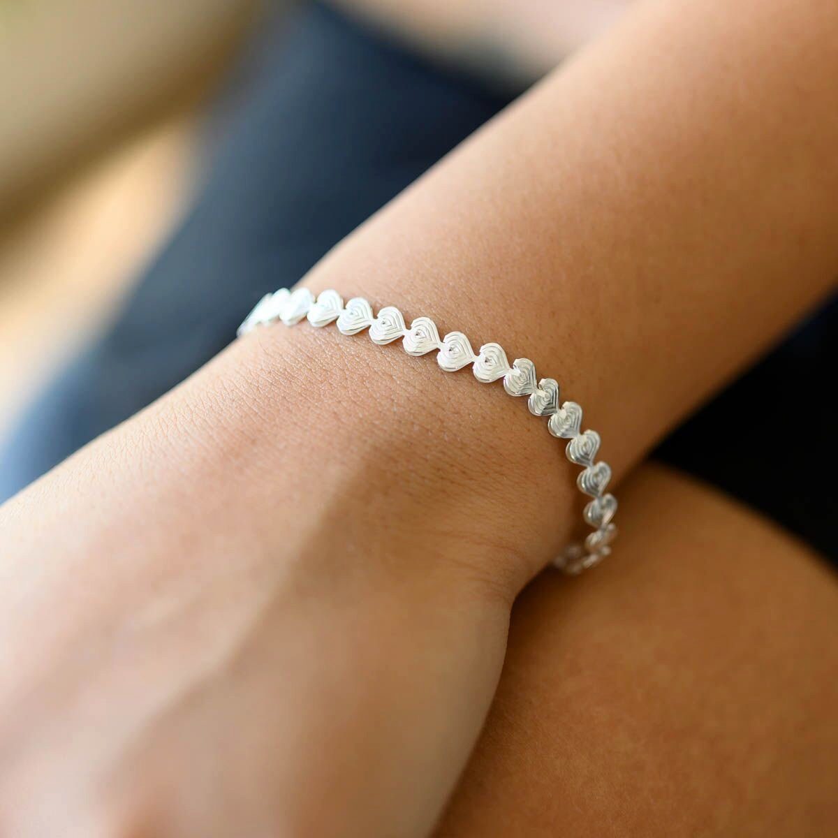 Materia Silberarmband Damen Herzarmband Liebe 5mm 17-21cm SA-73, 925 Sterling Silber