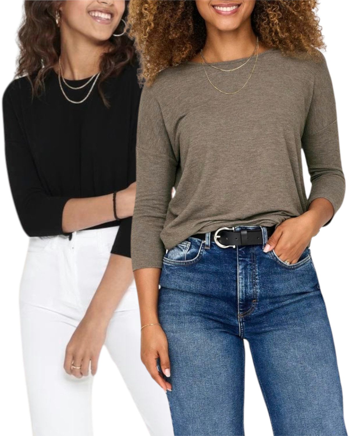 ONLY 3/4 Arm-Pullover (Set, 2er-Pack) Locker geschnitten günstig online kaufen