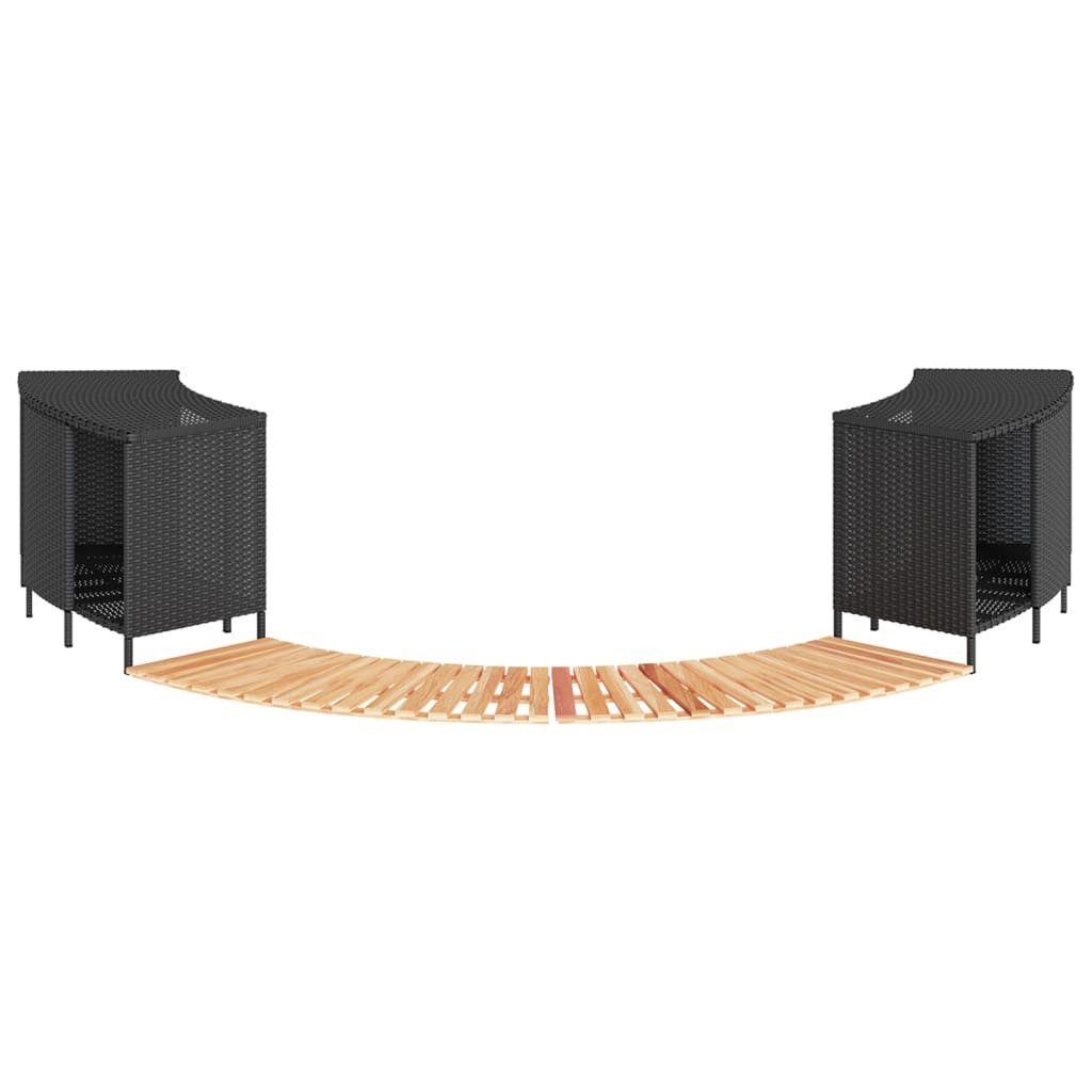 vidaXL Poolleiter, Whirlpool-Umrandung Schwarz Poly-Rattan und Massivholz Akazie
