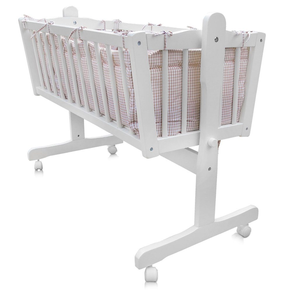 VitaliSpa® Babybett, Weiß/Beige, 100 x 77 cm mit Rollen, 1-tlg.