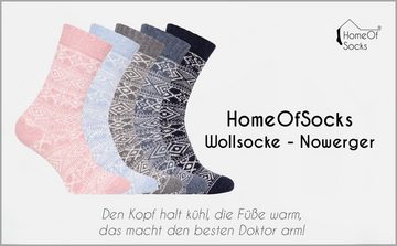 HomeOfSocks Norwegersocken Skandinavische Wollsocke "Norwegen Klassisch" Nordic Kuschelsocken Dicke Socken Hyggelig Warm Mit 45% Wollanteil In Norwegischem Design