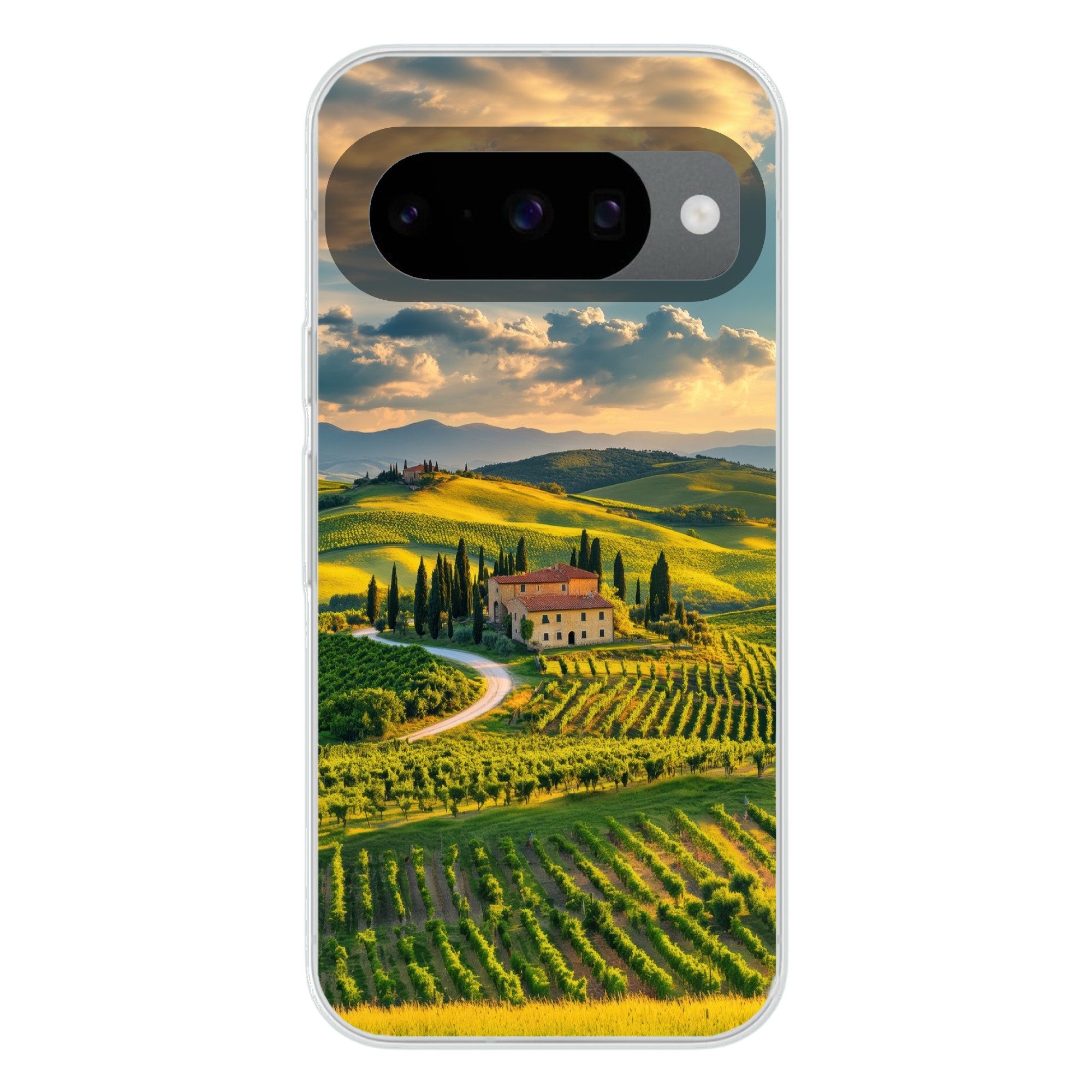 MuchoWow Handyhülle für Google Pixel 10 Pro Toskana - Landschaft - Weinberge, Handy Case, Silikon, Bumper Case Dünn