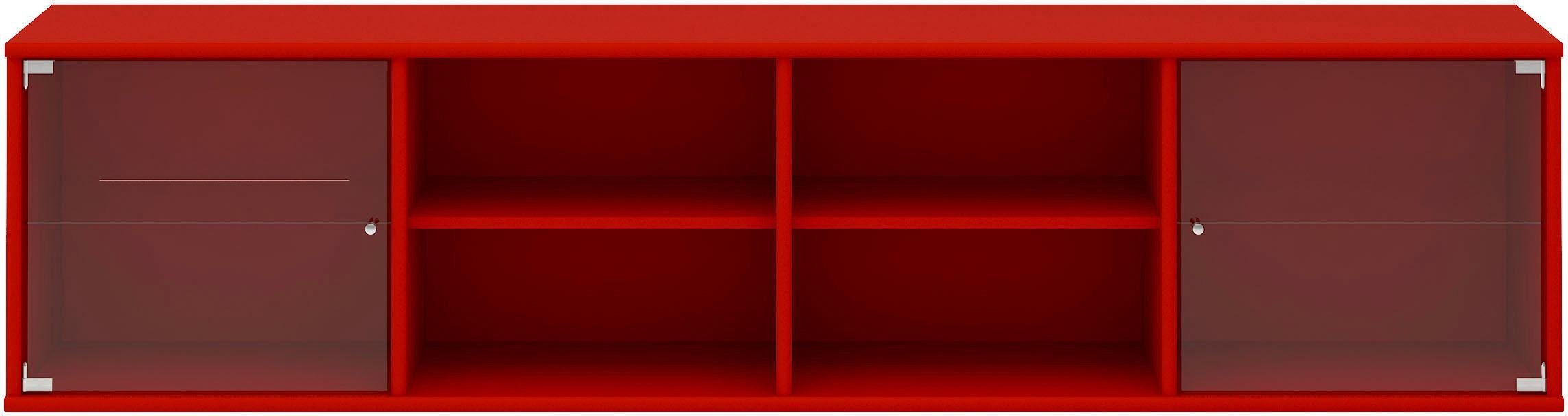 Hammel Furniture Regal Mistral, Hochwertig Lowboard, hängend/stehend montierbar, mit zwei Glastüren, B: 177 cm, lowboard, anpassungsbar Designmöbel rot