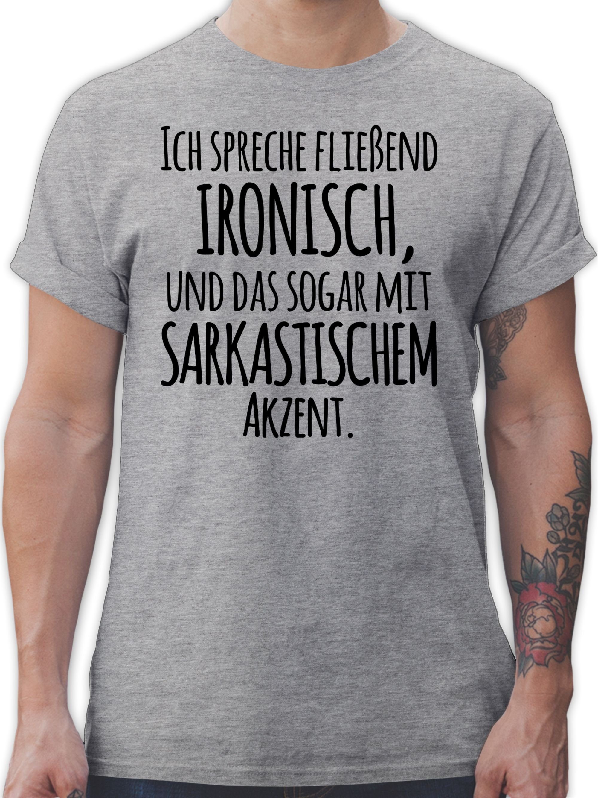 Shirtracer T-Shirt Ich spreche fließend Ironisch Sprüche Statement mit Spruch 1 Grau meliert