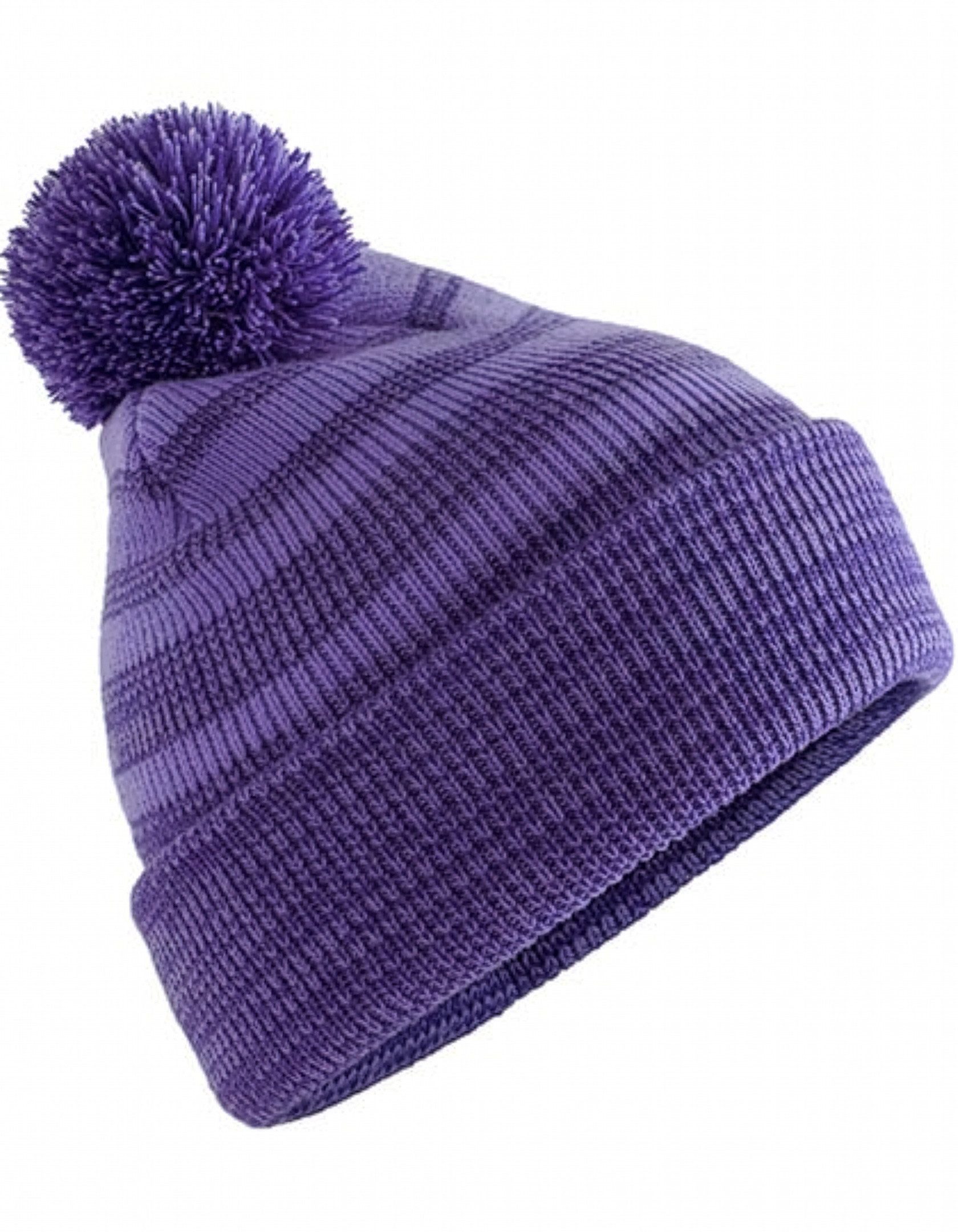 Beechfield® Bommelmütze Damen Strickmütze/ Mütze / Wintermütze mit breitem Umschlag Zweilagiger Strick