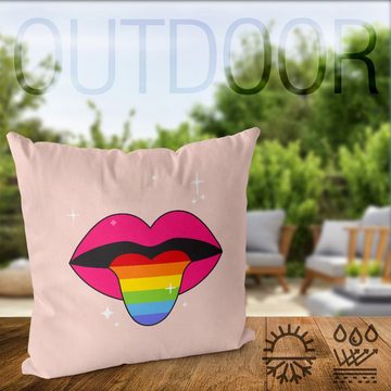 Kissenbezug, VOID (1 Stück), Pride Zunge Mund LGBTQ Grafik Lippen gestreift Gay pride flag parade