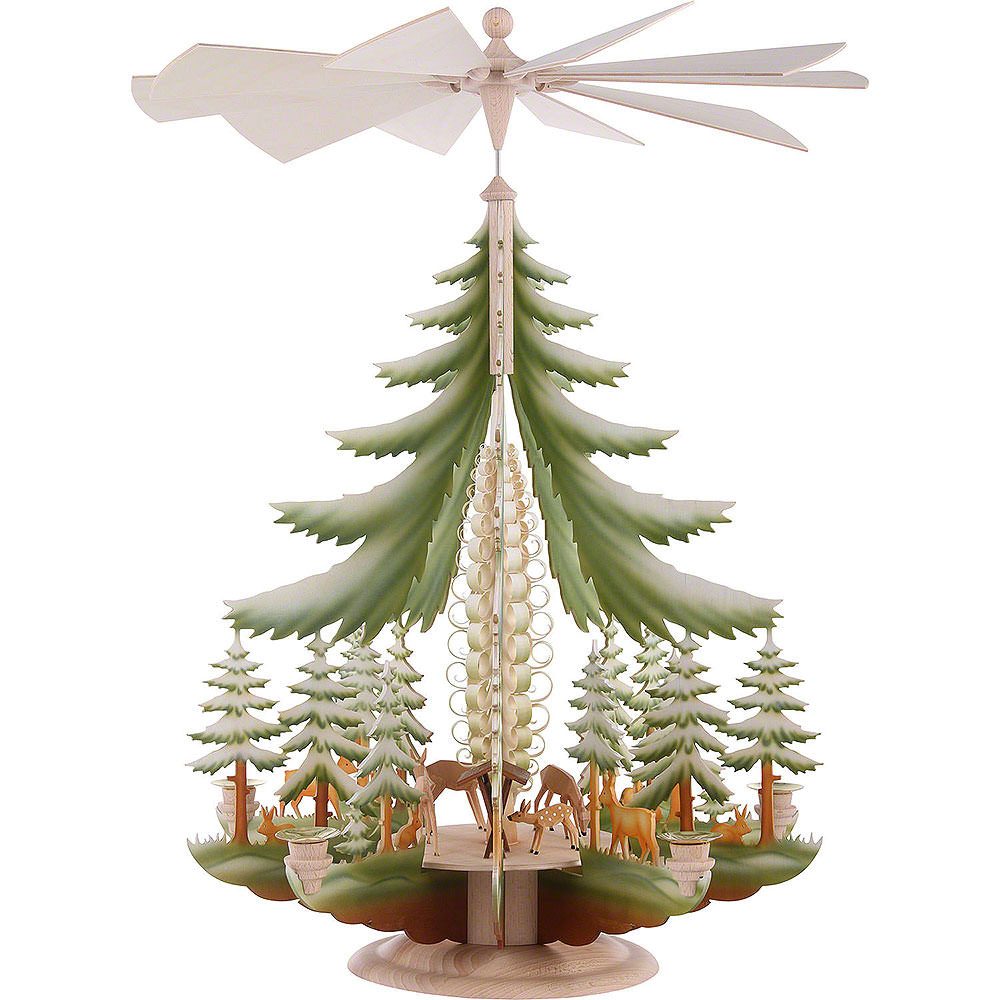 Kunstgewebe Taulin Weihnachtspyramide 1-stöckige Pyramide mit geschnitzten Rehen, farbig (62x42cm) von Kunst