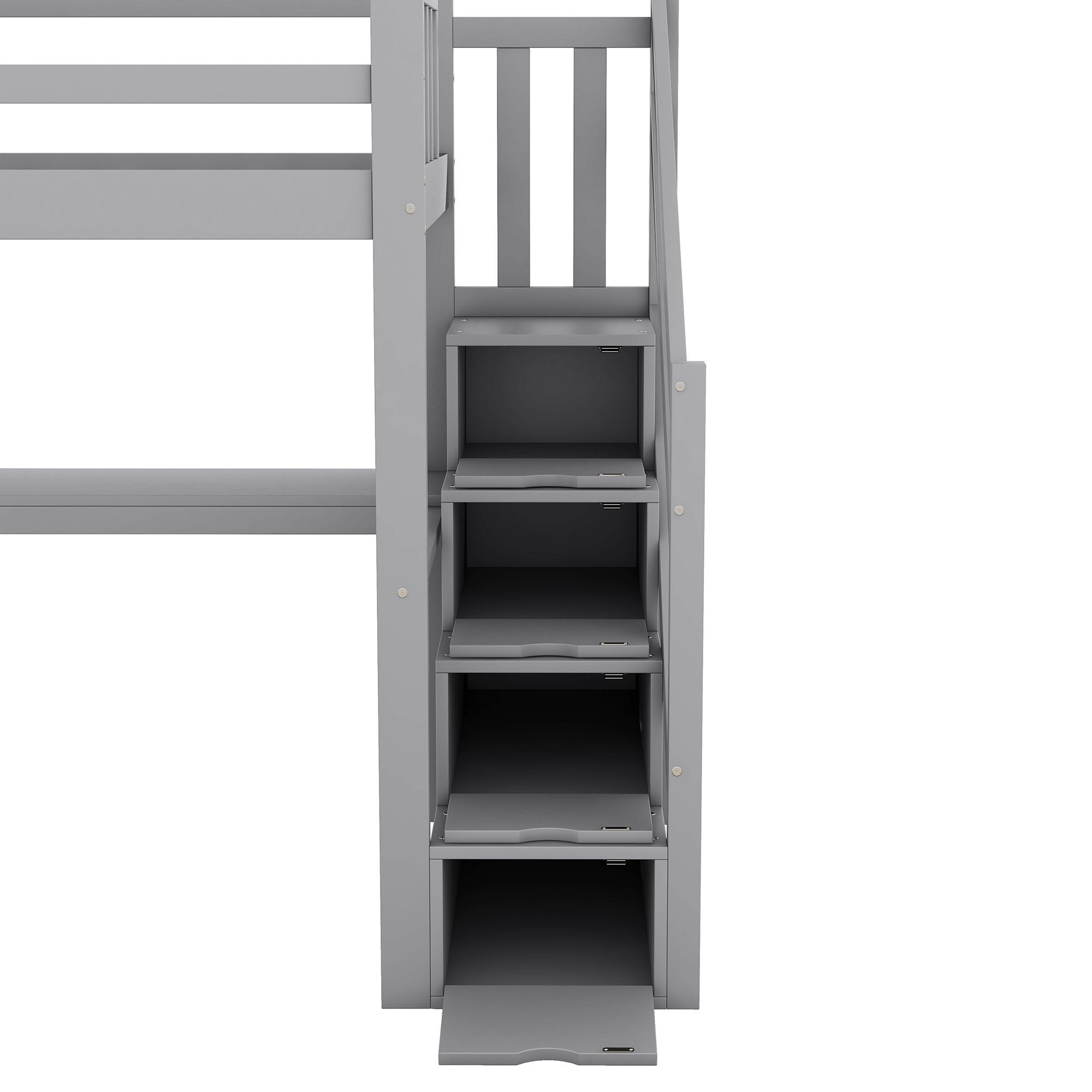 und grau Schreibtisch Etagenbett 90×200cm Flieks Massivholz Kinderbett Treppe Hochbett mit