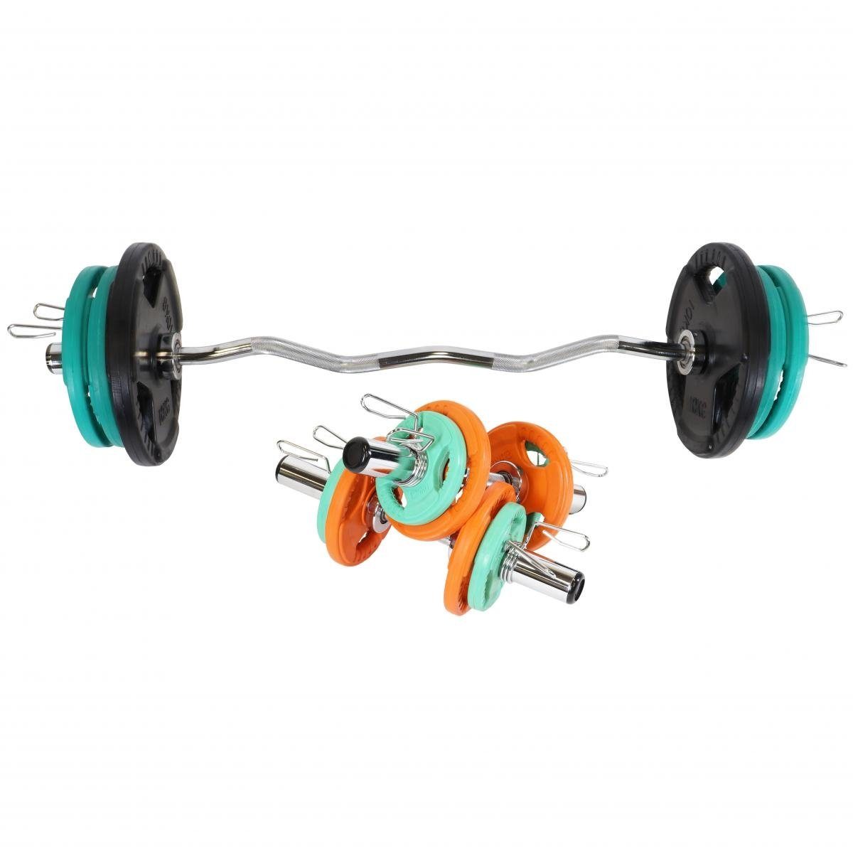 GORILLA SPORTS Hantel-Set Olympiastangen Set Gummi Gripper 75 kg