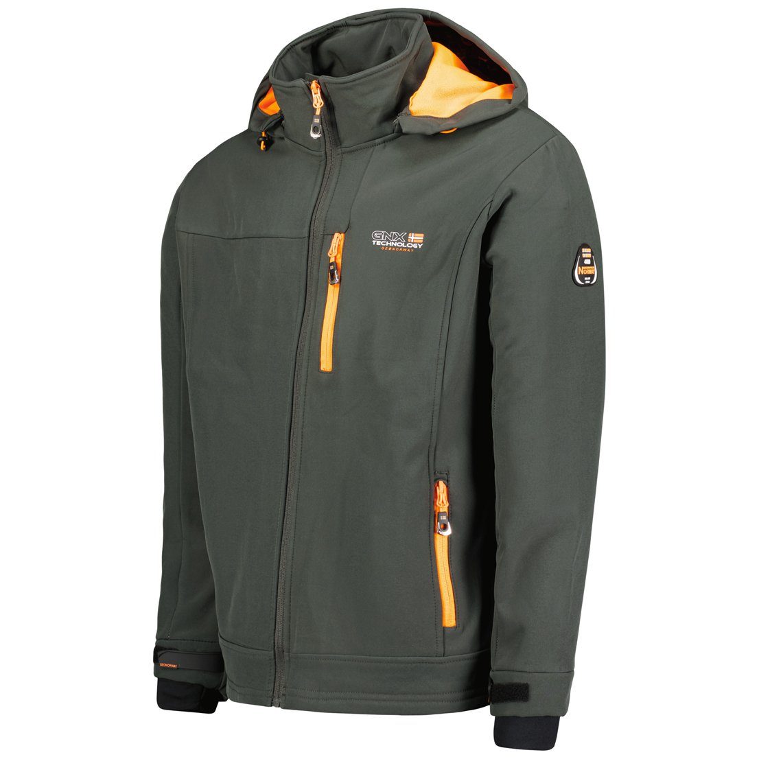 Geographical Norway Softshelljacke Herren Freizeitjacke Sport Outdoor Wander Trekking Jacke in Unifarbe, mit Stehkragen, mit abnehmbarer Kapuze